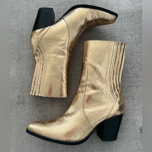 Gold Zara cowboy boots WORN TWICE